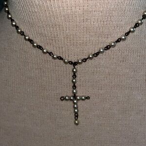 Pearl cross “Y” necklace